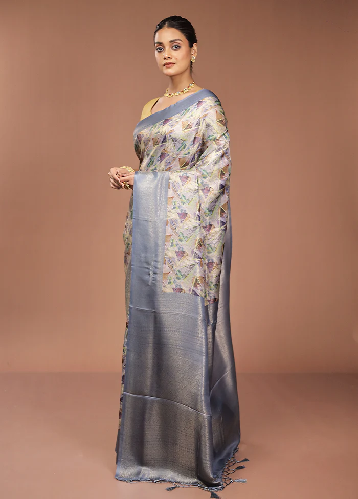 Multicolor Dupion Silk Saree With Blouse Piece - Image 4