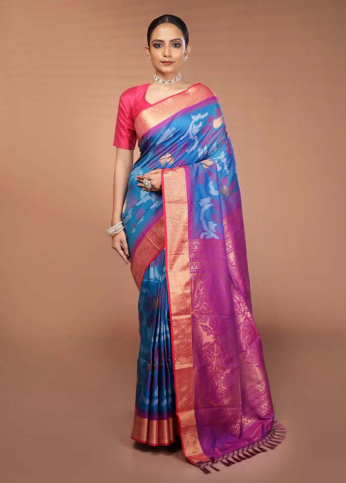 Multicolor Dupion Silk Saree With Blouse Piece - Image 2