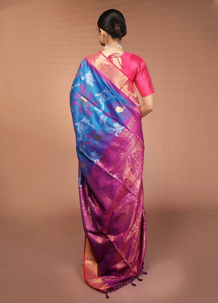 Multicolor Dupion Silk Saree With Blouse Piece - Image 3