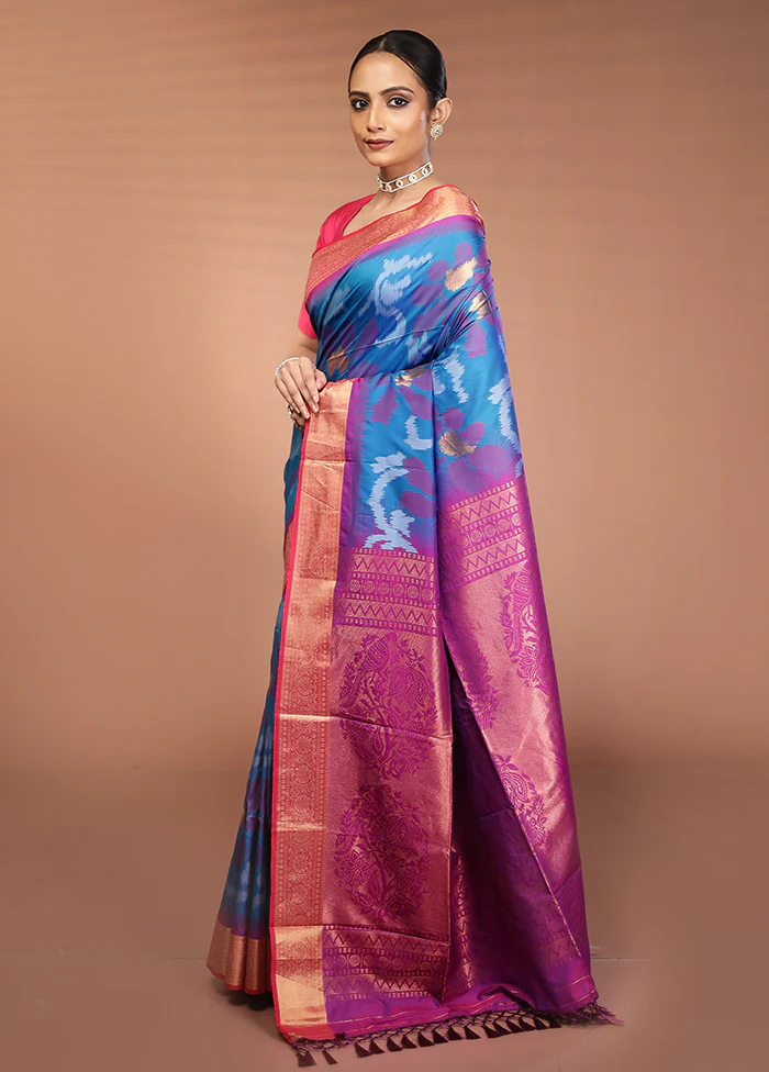 Multicolor Dupion Silk Saree With Blouse Piece - Image 4