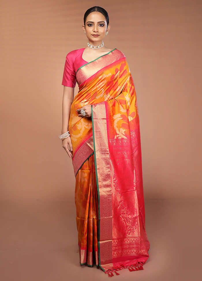 Multicolor Dupion Silk Saree With Blouse Piece - Image 2