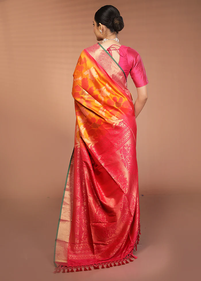 Multicolor Dupion Silk Saree With Blouse Piece - Image 3