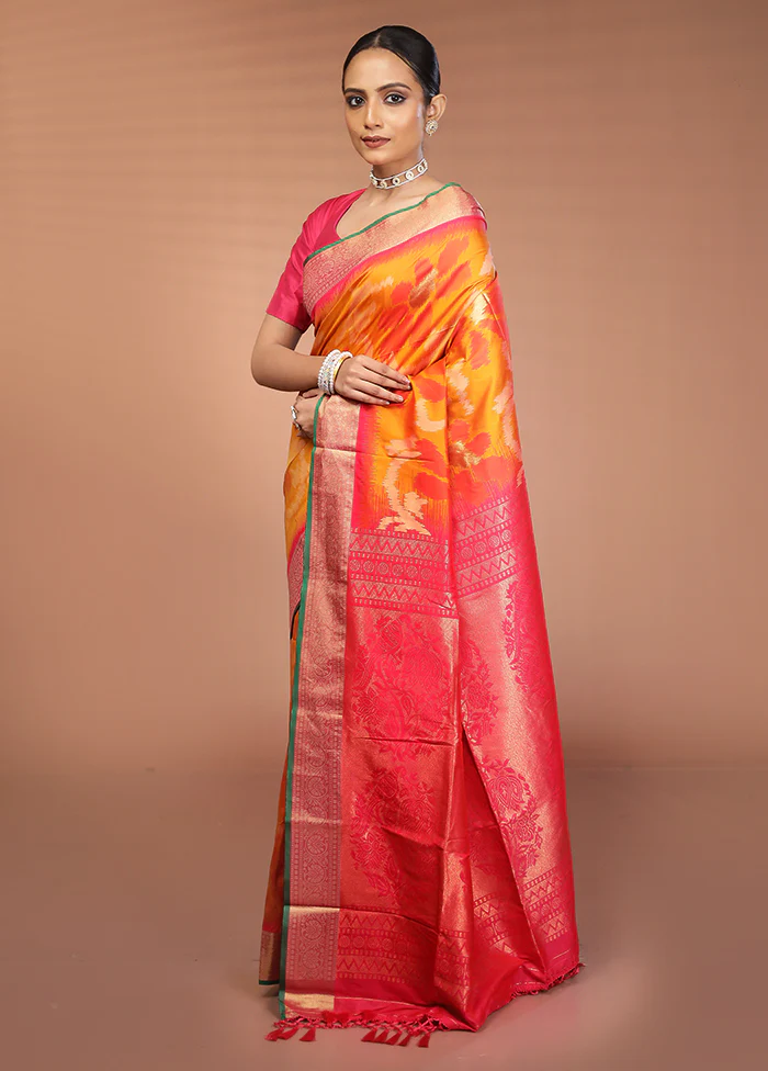 Multicolor Dupion Silk Saree With Blouse Piece - Image 4