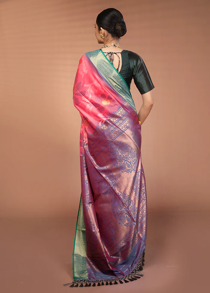 Multicolor Dupion Silk Saree With Blouse Piece - Image 3