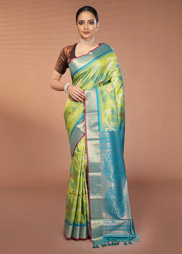 Multicolor Dupion Silk Saree With Blouse Piece - Image 2