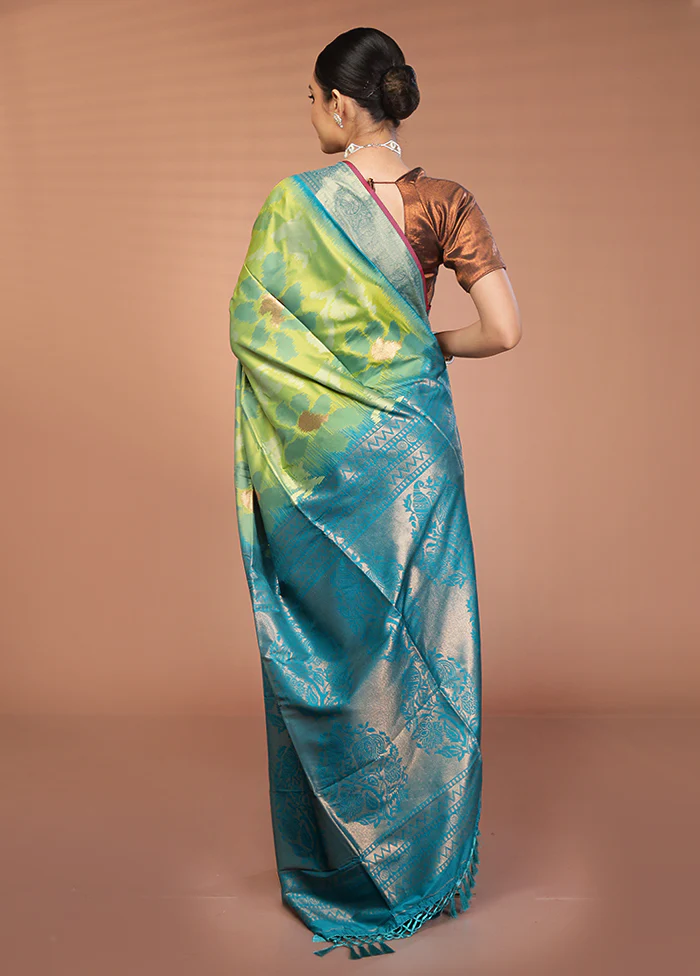 Multicolor Dupion Silk Saree With Blouse Piece - Image 3