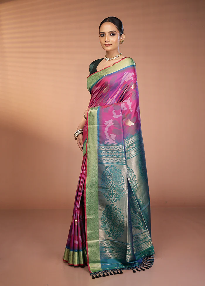Multicolor Dupion Silk Saree With Blouse Piece - Image 4
