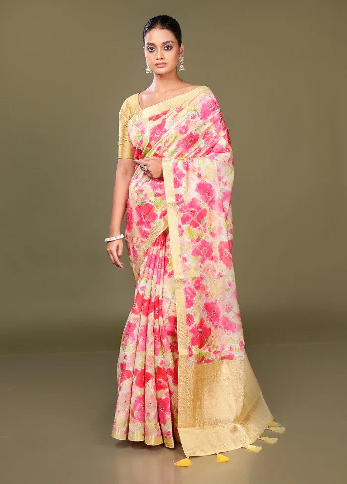 Multicolor Dupion Silk Saree With Blouse Piece - Image 2