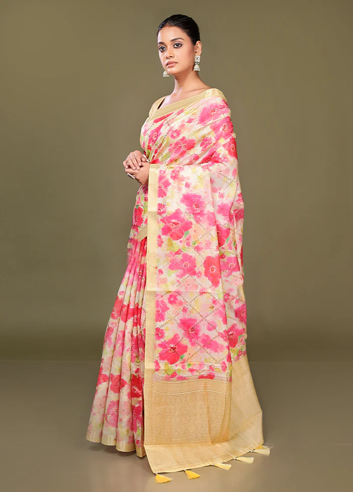 Multicolor Dupion Silk Saree With Blouse Piece - Image 4