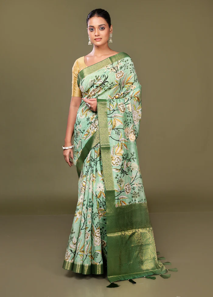Multicolor Dupion Silk Saree With Blouse Piece - Image 2