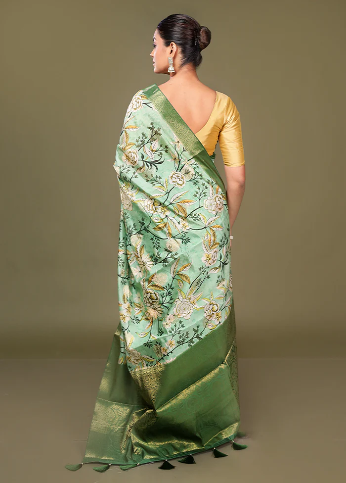 Multicolor Dupion Silk Saree With Blouse Piece - Image 3