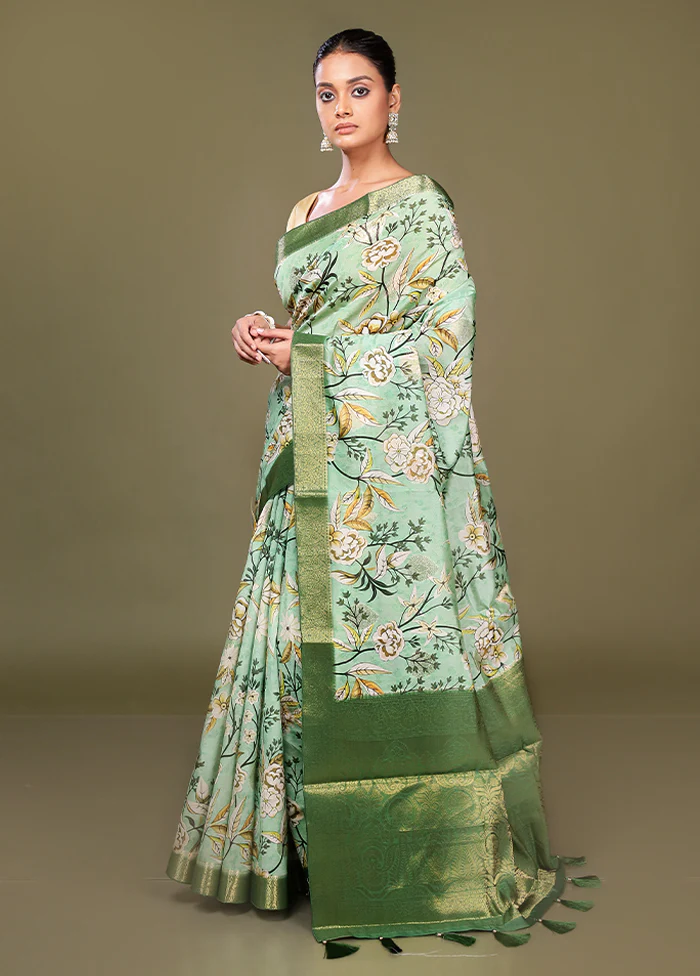 Multicolor Dupion Silk Saree With Blouse Piece - Image 4