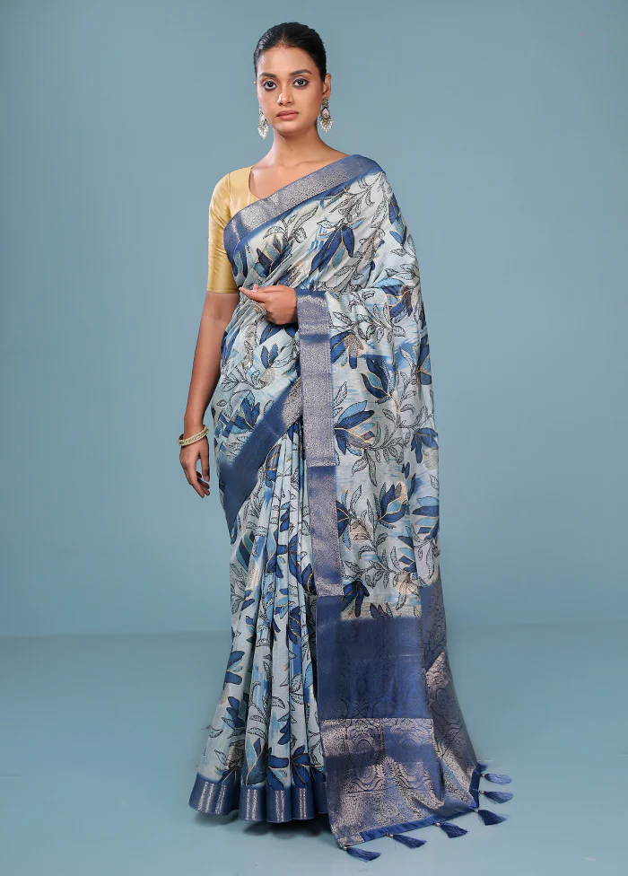 Multicolor Dupion Silk Saree With Blouse Piece - Image 2