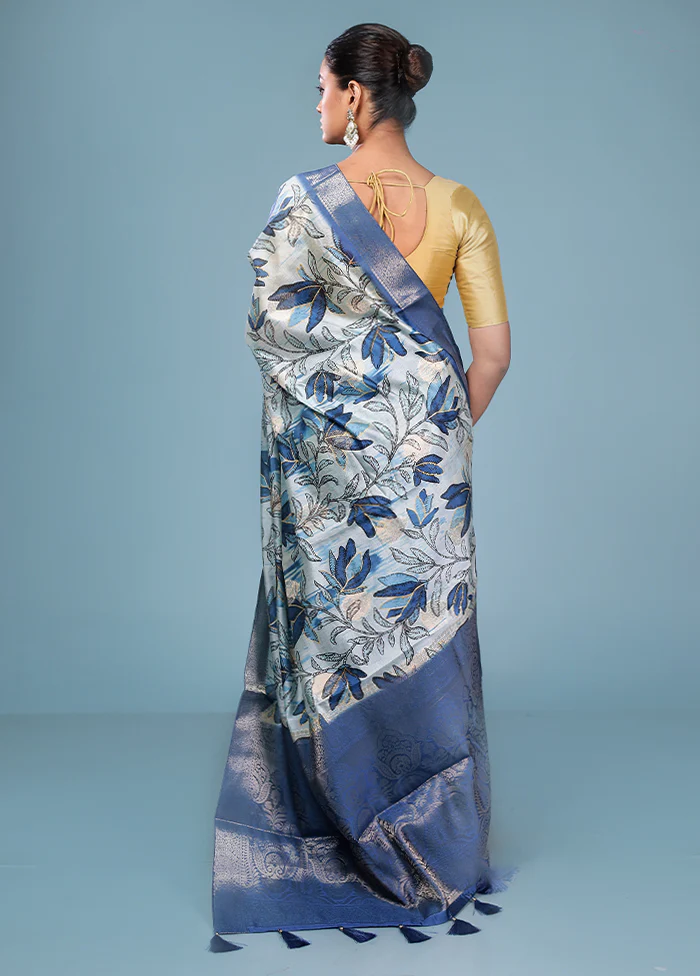 Multicolor Dupion Silk Saree With Blouse Piece - Image 3