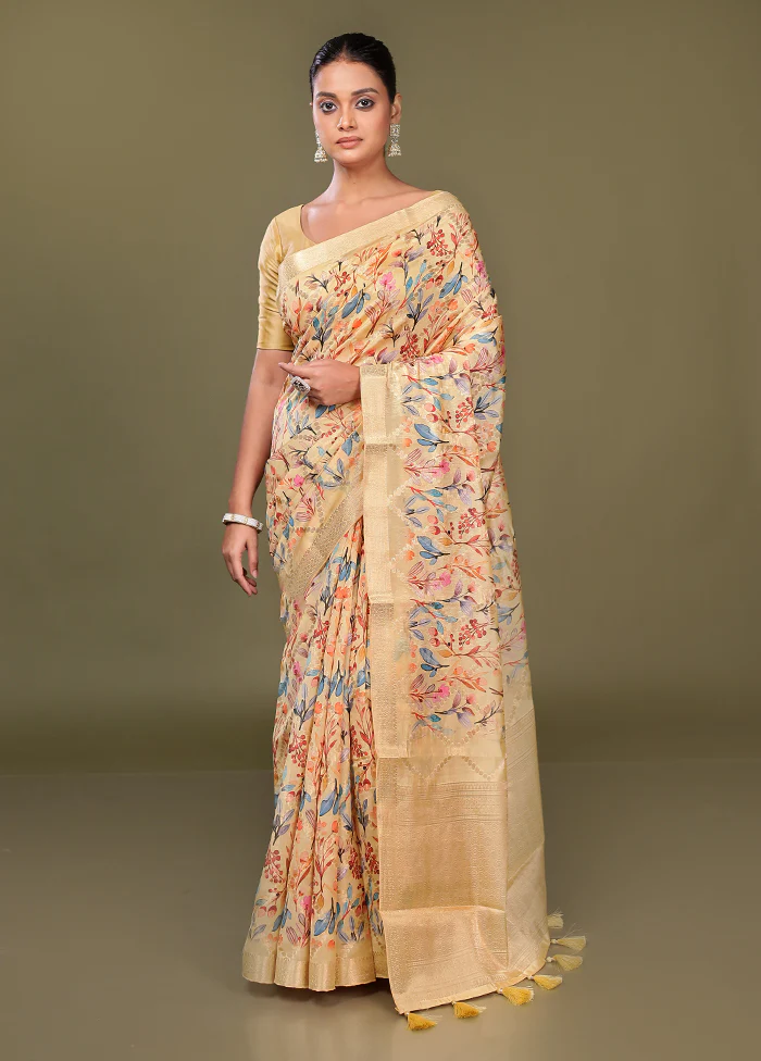 Multicolor Dupion Silk Saree With Blouse Piece - Image 2