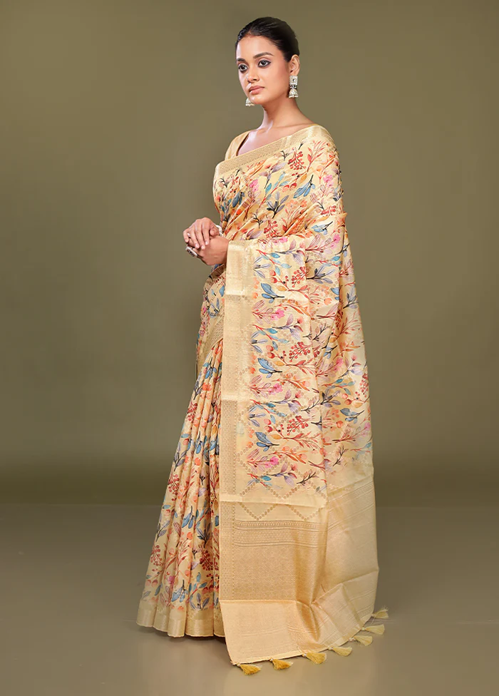 Multicolor Dupion Silk Saree With Blouse Piece - Image 4