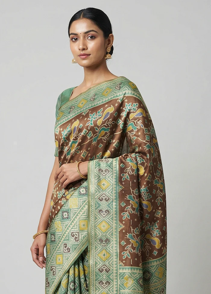 Multicolor Dupion Silk Saree With Blouse Piece - Image 2