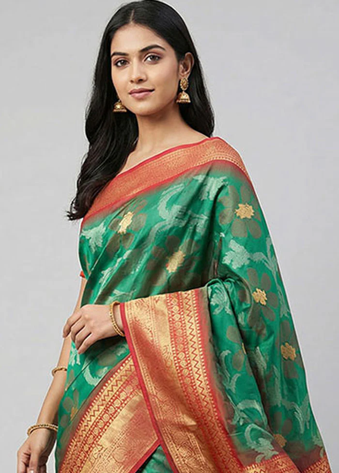 Multicolor Dupion Silk Saree With Blouse Piece - Image 2