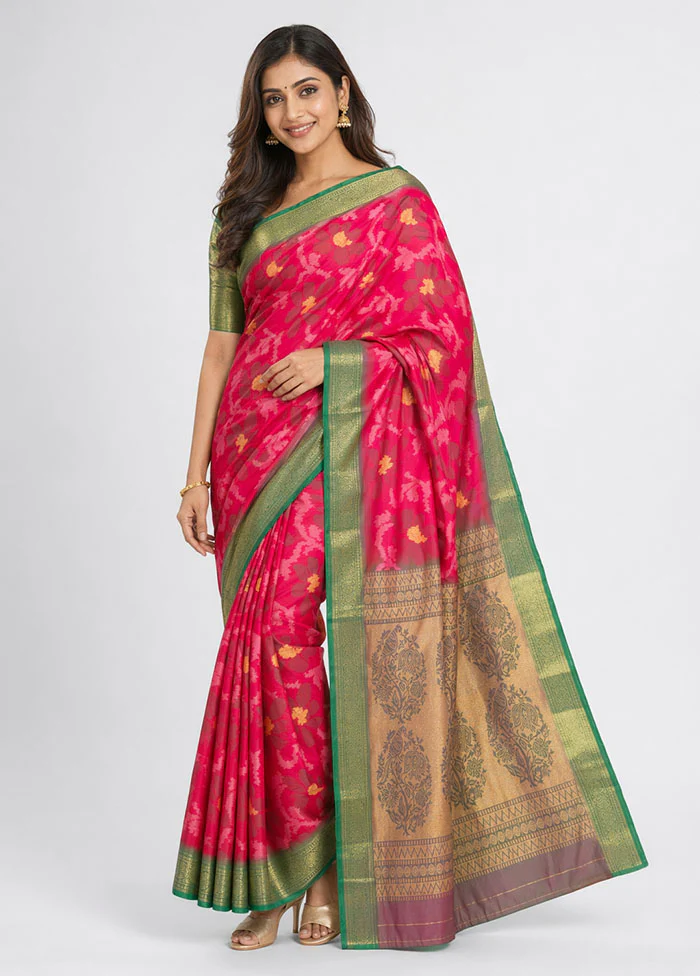 Multicolor Dupion Silk Saree With Blouse Piece
