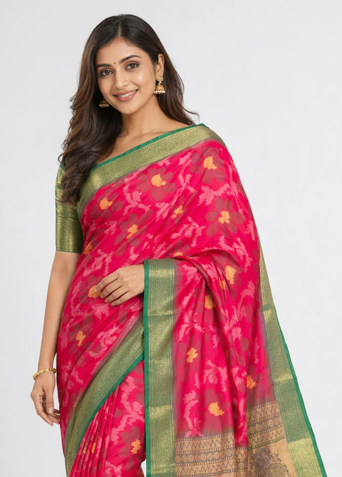 Multicolor Dupion Silk Saree With Blouse Piece - Image 2