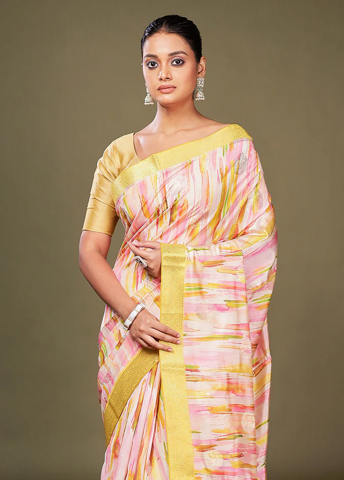 Multicolor Dupion Silk Saree With Blouse Piece