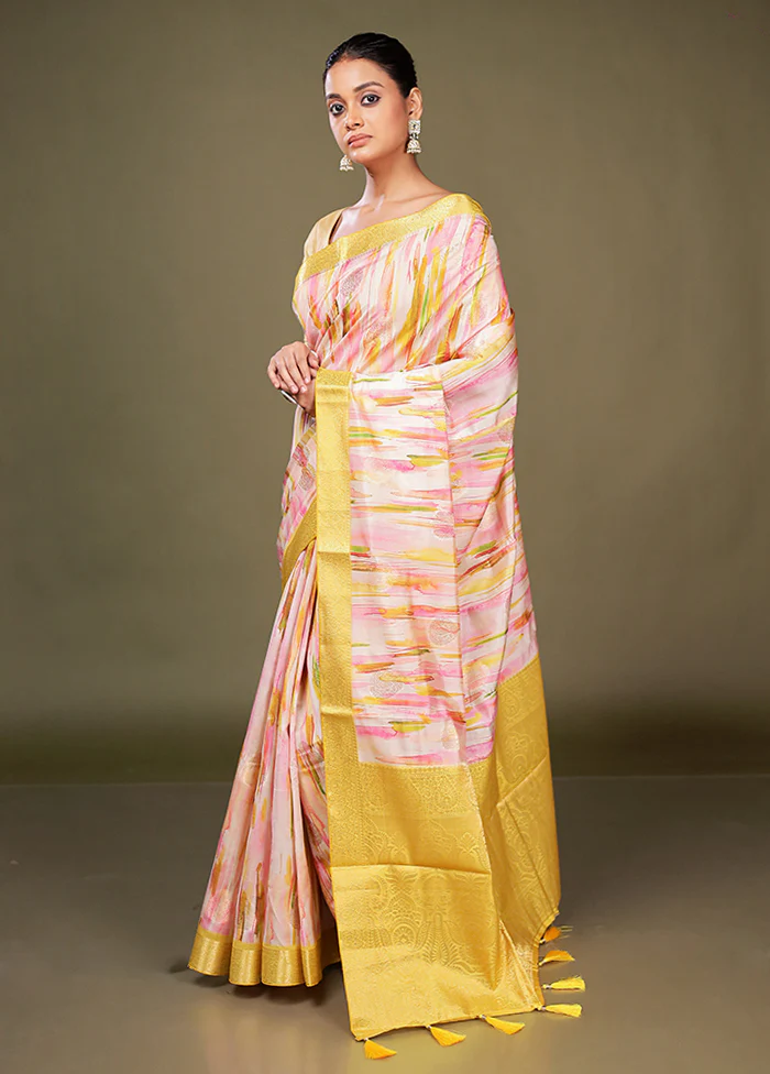 Multicolor Dupion Silk Saree With Blouse Piece - Image 4