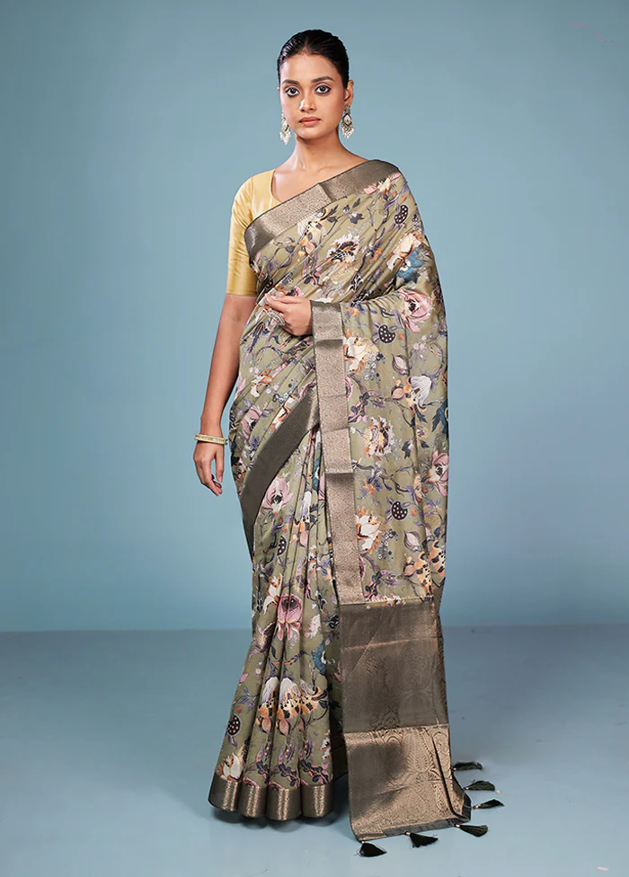 Multicolor Dupion Silk Saree With Blouse Piece - Image 2