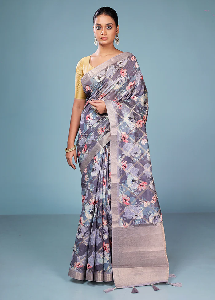 Multicolor Dupion Silk Saree With Blouse Piece - Image 2