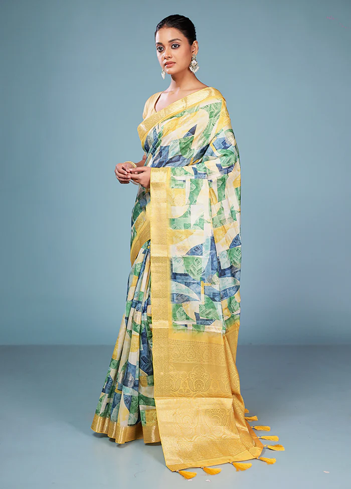 Multicolor Dupion Silk Saree With Blouse Piece - Image 4