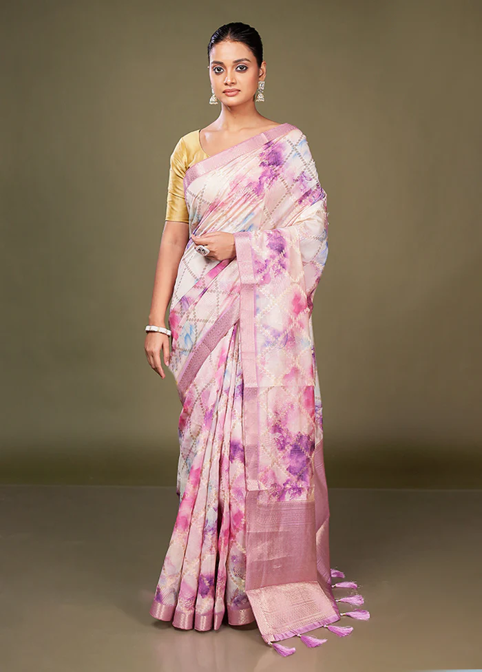 Multicolor Dupion Silk Saree With Blouse Piece - Image 2