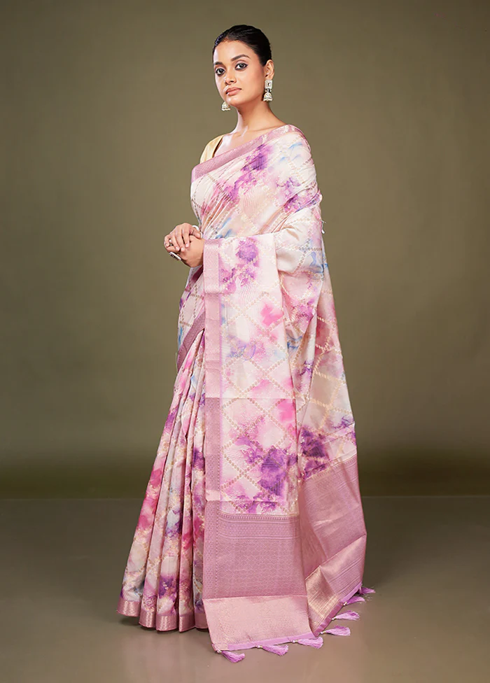 Multicolor Dupion Silk Saree With Blouse Piece - Image 4