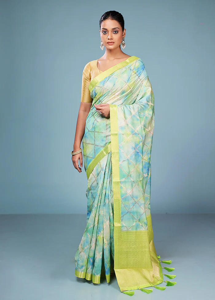 Multicolor Dupion Silk Saree With Blouse Piece - Image 2