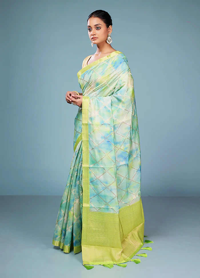 Multicolor Dupion Silk Saree With Blouse Piece - Image 4