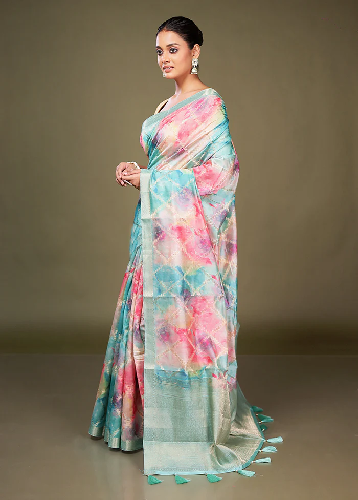 Multicolor Dupion Silk Saree With Blouse Piece - Image 4