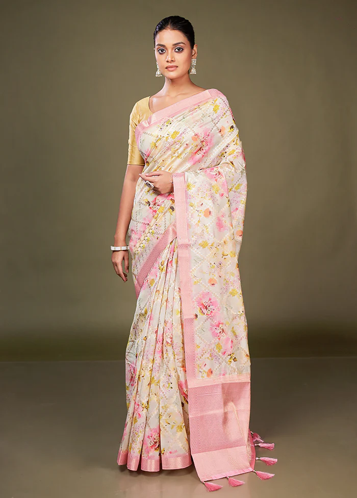 Multicolor Dupion Silk Saree With Blouse Piece - Image 2
