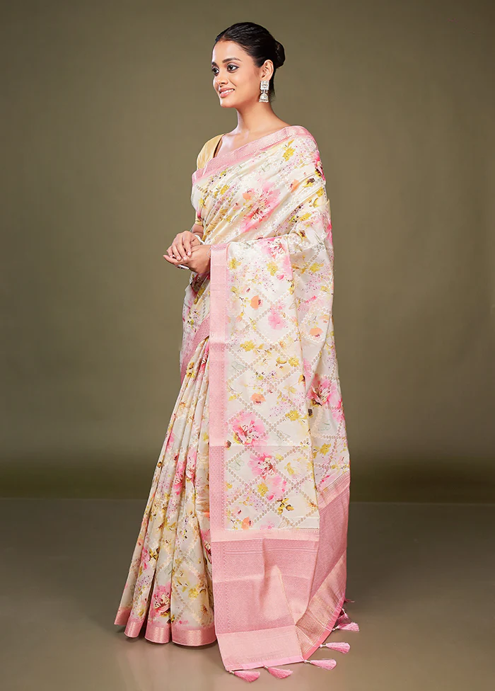 Multicolor Dupion Silk Saree With Blouse Piece - Image 4