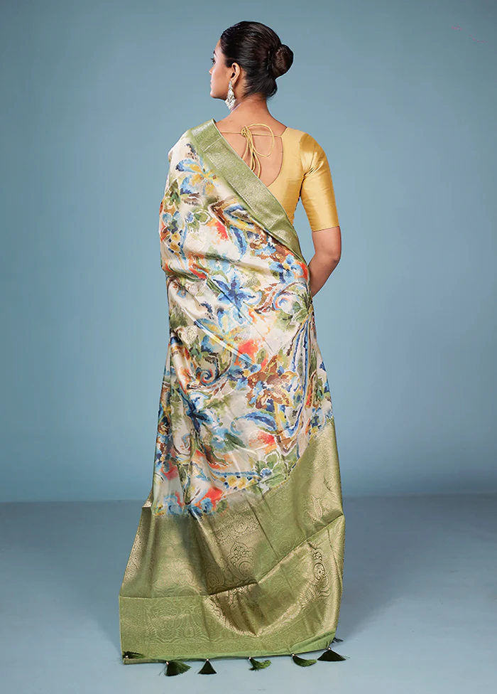 Multicolor Dupion Silk Saree With Blouse Piece - Image 3