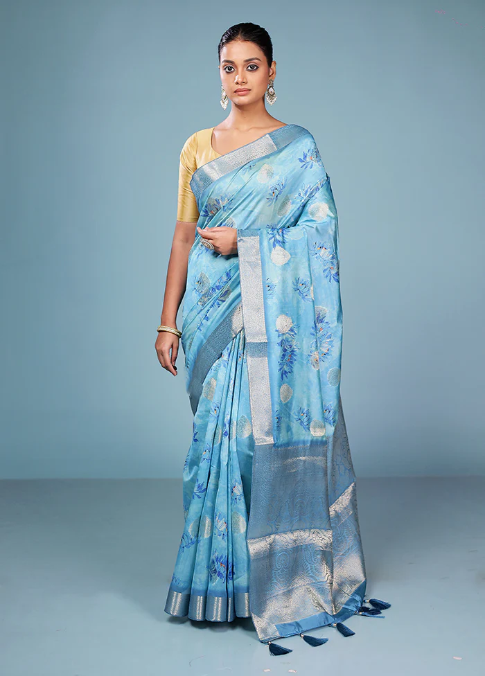 Multicolor Dupion Silk Saree With Blouse Piece - Image 2