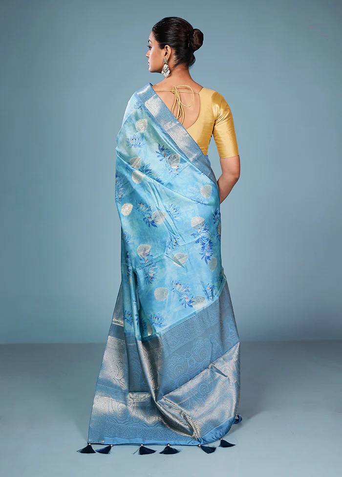 Multicolor Dupion Silk Saree With Blouse Piece - Image 3