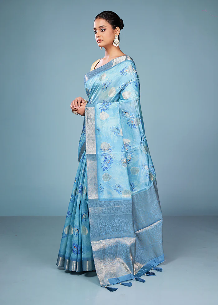 Multicolor Dupion Silk Saree With Blouse Piece - Image 4