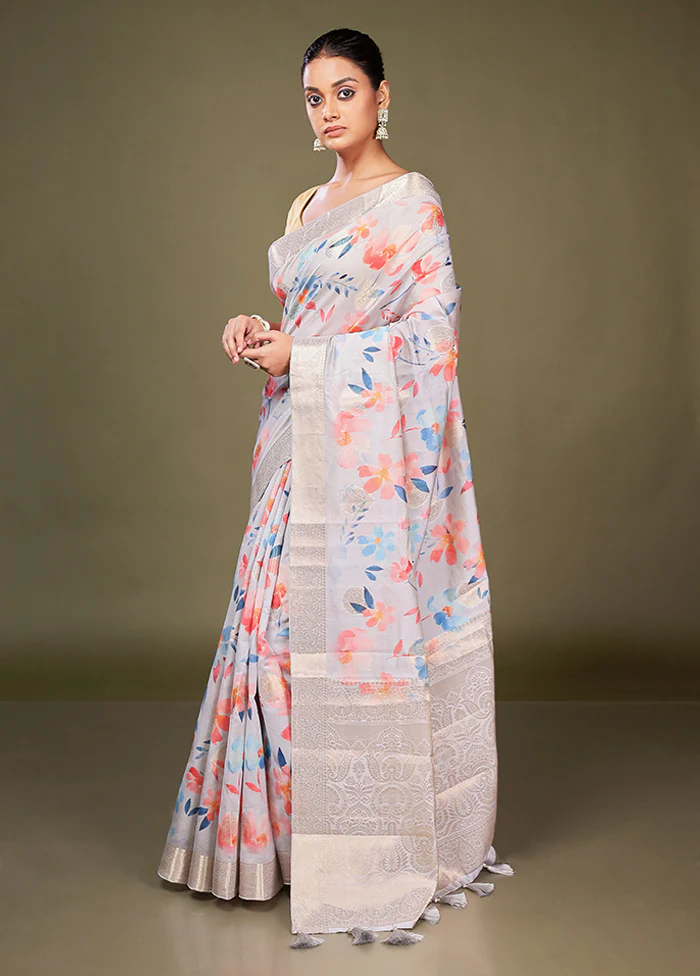 Multicolor Dupion Silk Saree With Blouse Piece - Image 4