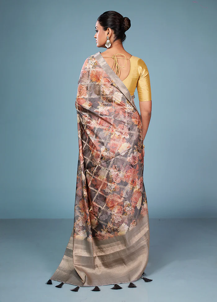 Multicolor Dupion Silk Saree With Blouse Piece - Image 3