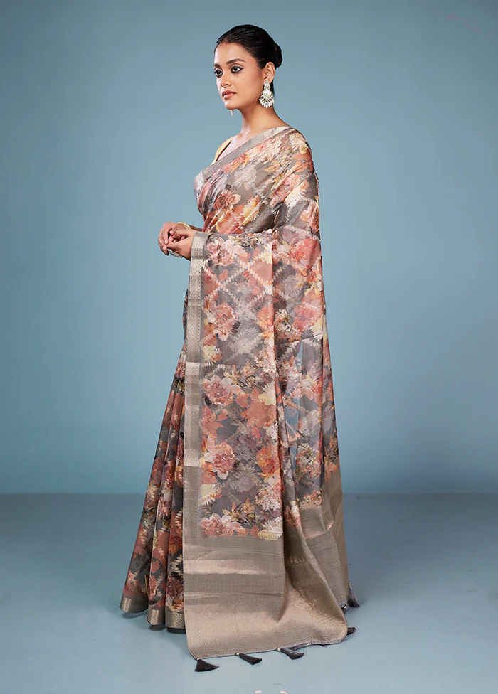 Multicolor Dupion Silk Saree With Blouse Piece - Image 4