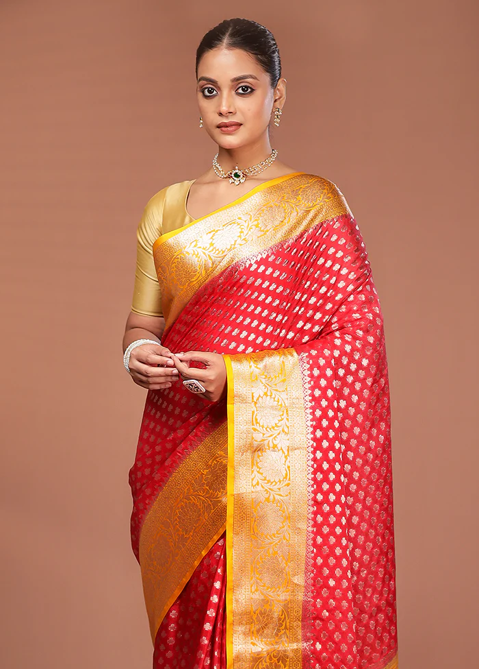 Red Georgette Saree With Blouse Piece