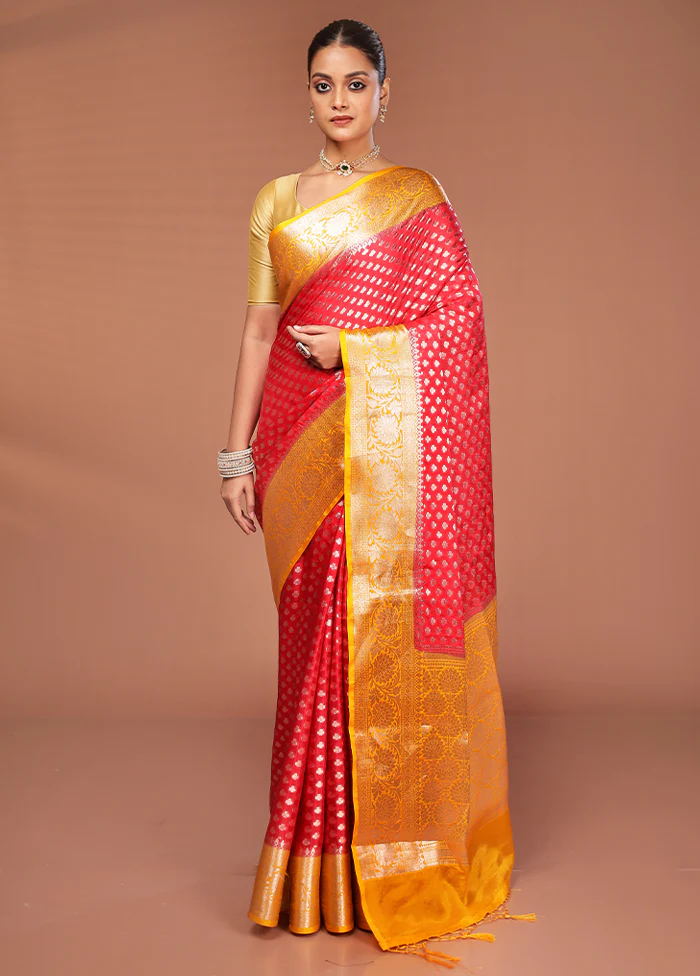 Red Georgette Saree With Blouse Piece - Image 2