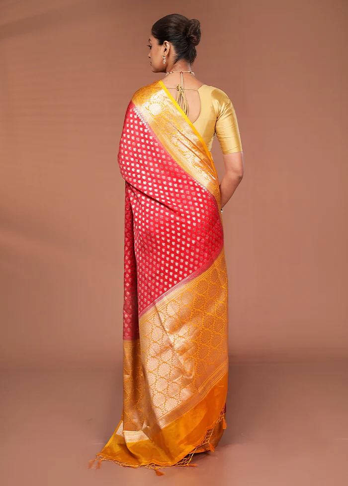 Red Georgette Saree With Blouse Piece - Image 3