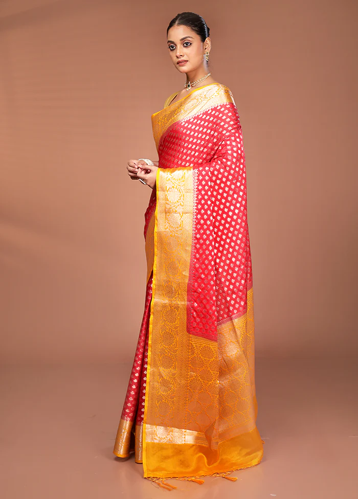 Red Georgette Saree With Blouse Piece - Image 4