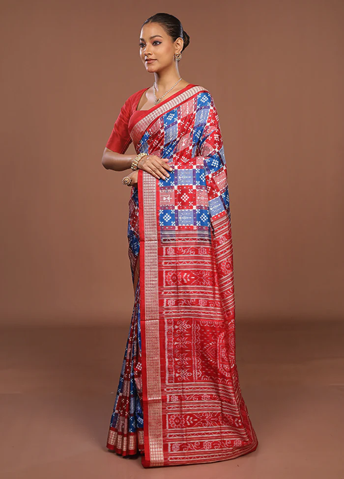 Multicolor Handloom Bomkai Pure Silk Saree With Blouse Piece - Image 4