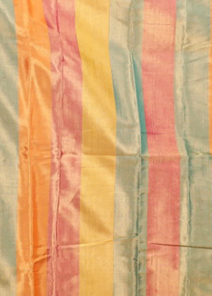 Multicolor Handloom Chanderi Pure Silk Saree With Blouse Piece - Image 5
