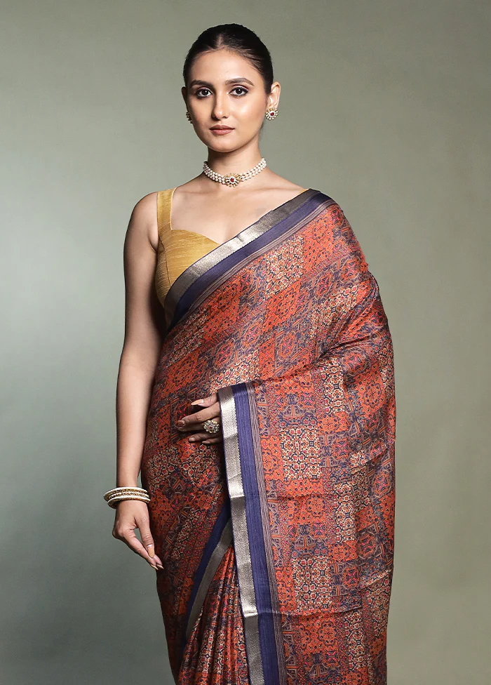 Multicolor Handloom Chiffon Pure Silk Saree With Blouse Piece